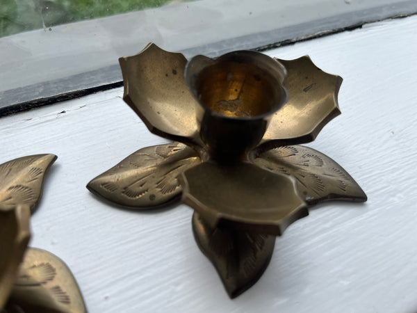 Vintage Brass Indian Lotus Candle Stick Holder