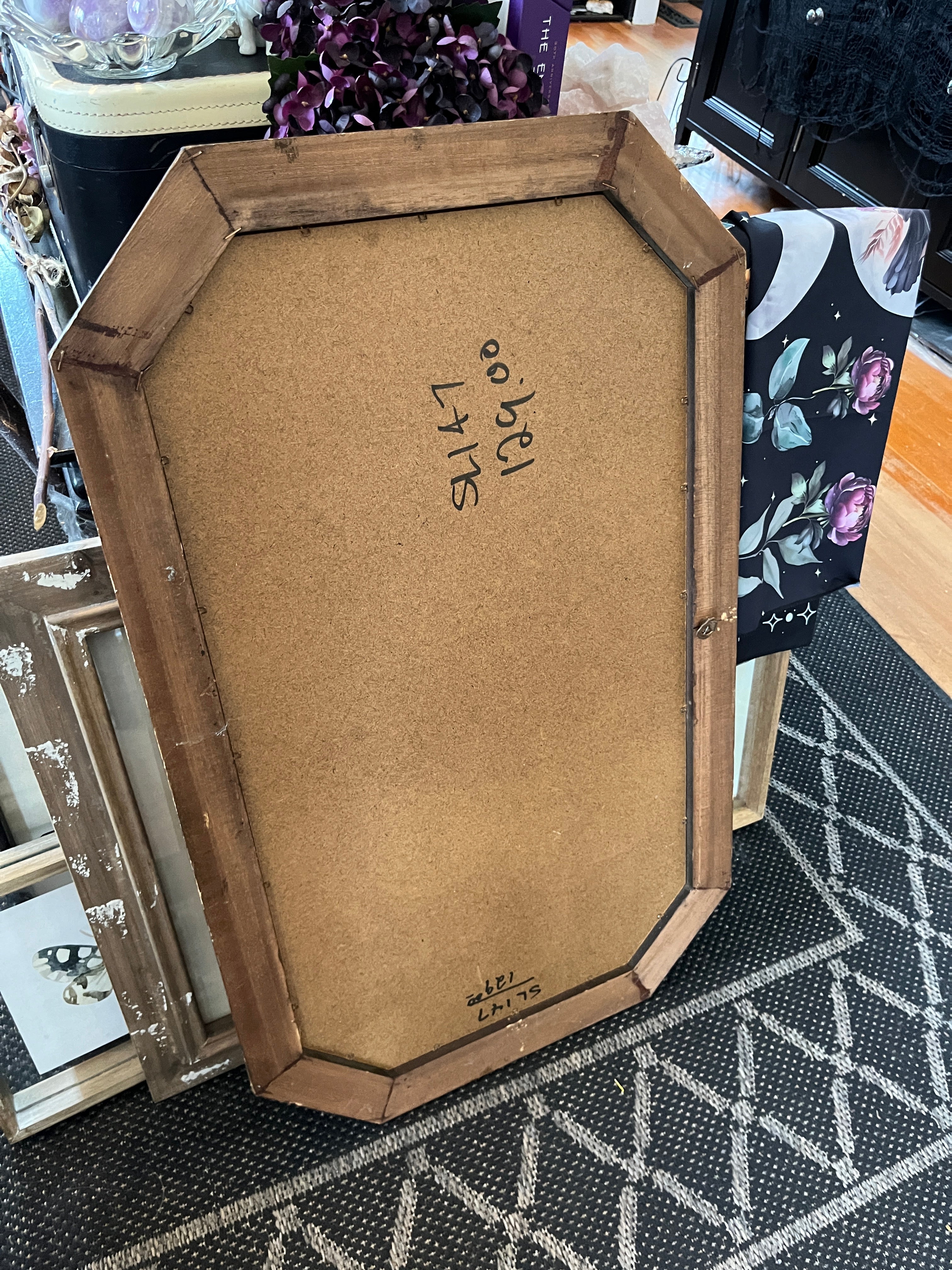 Vintage Octagonal Beveled Brown Mirror