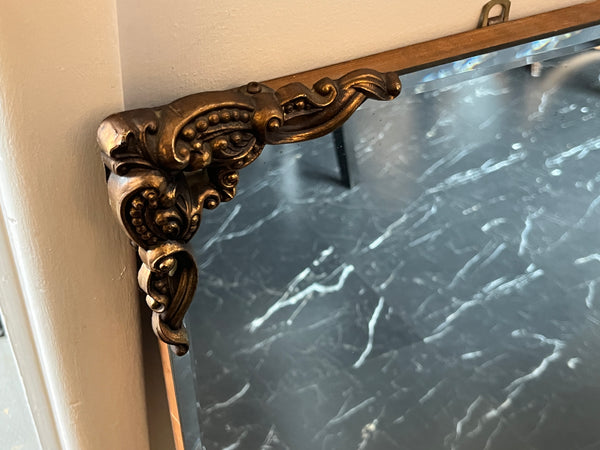 XL Vintage Beveled Mirror w/ Metal Detailing