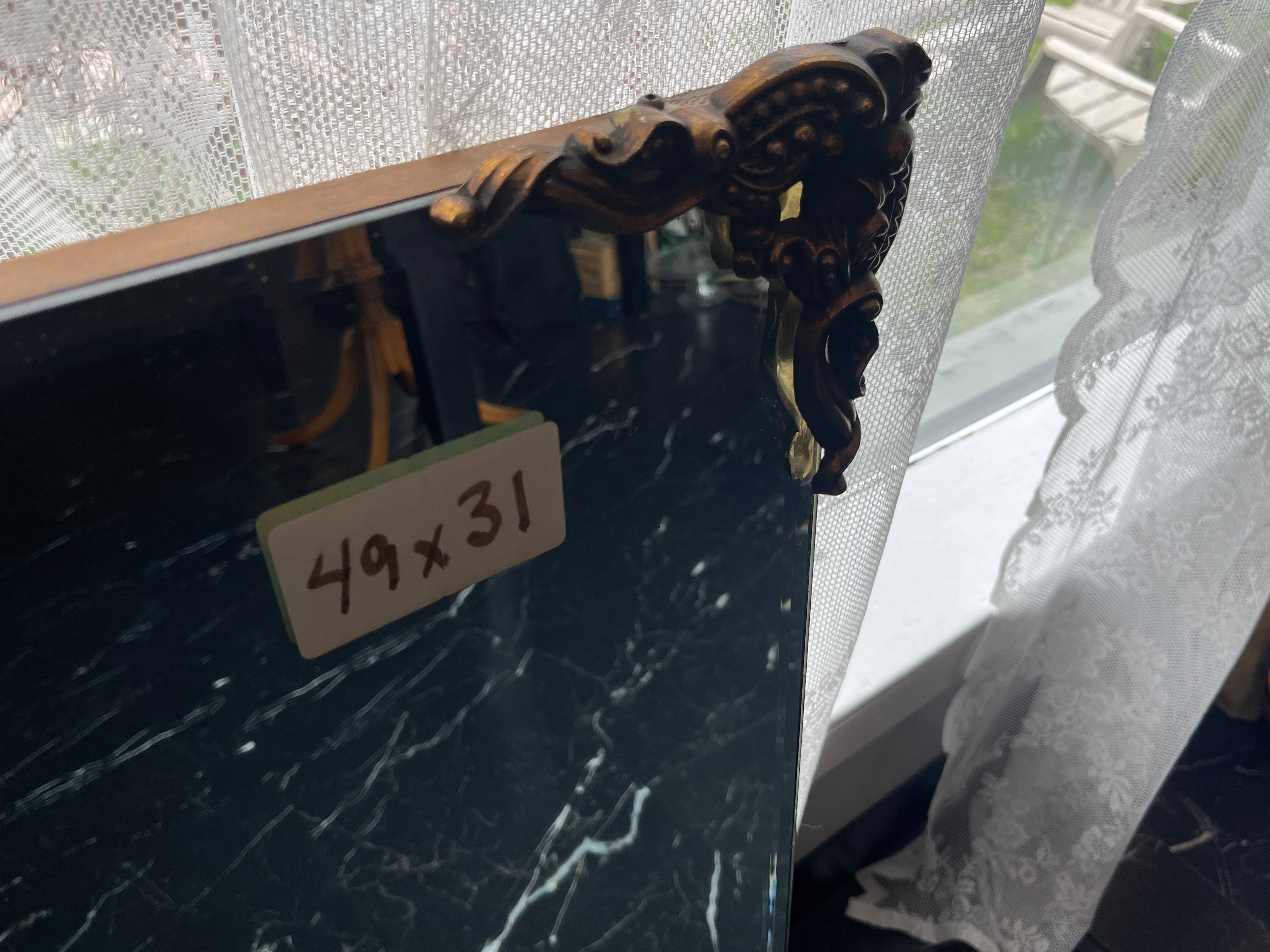 XL Vintage Beveled Mirror w/ Metal Detailing