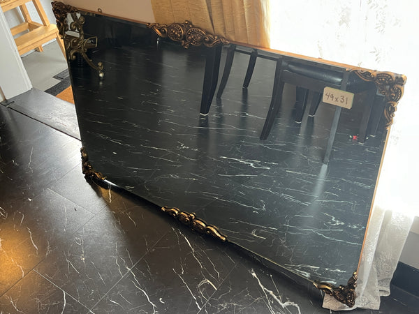 XL Vintage Beveled Mirror w/ Metal Detailing