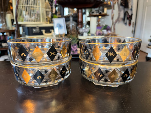 Federal Zodiac Black Gold 4pc Bowl Set