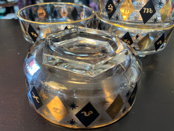 Federal Zodiac Black Gold 4pc Bowl Set