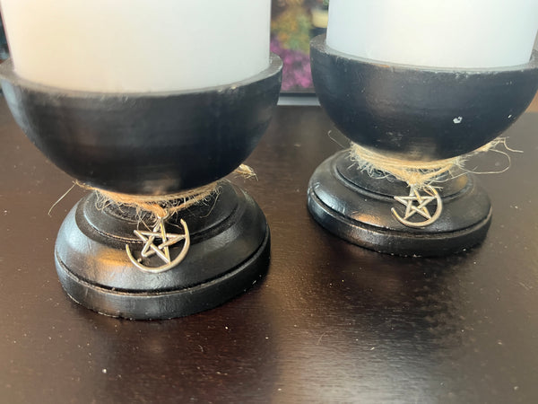 Black Wooden Altar Candle Holder