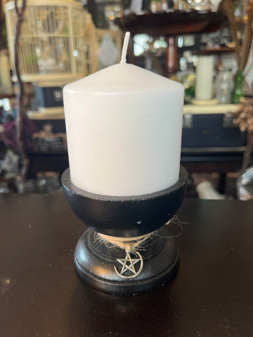 Black Wooden Altar Candle Holder