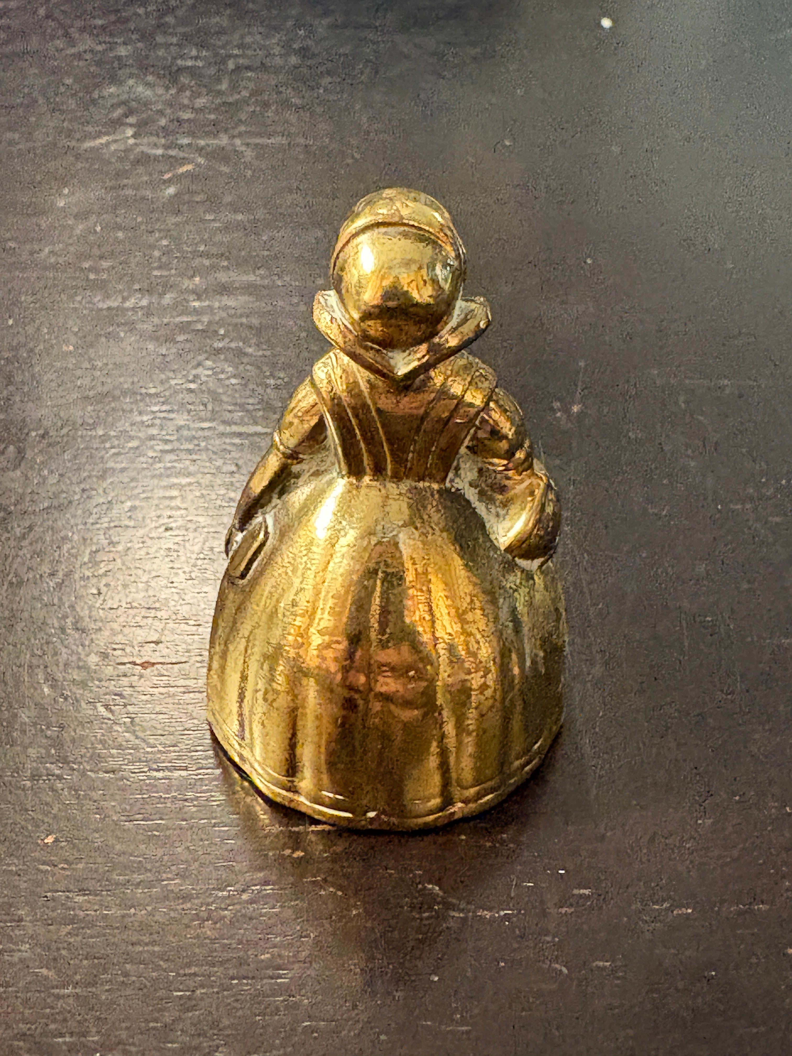 Vintage Dutch Girl Brass Altar Bell