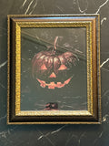 Vintage Style Framed Glowing Jack-o’-Lantern Art Print