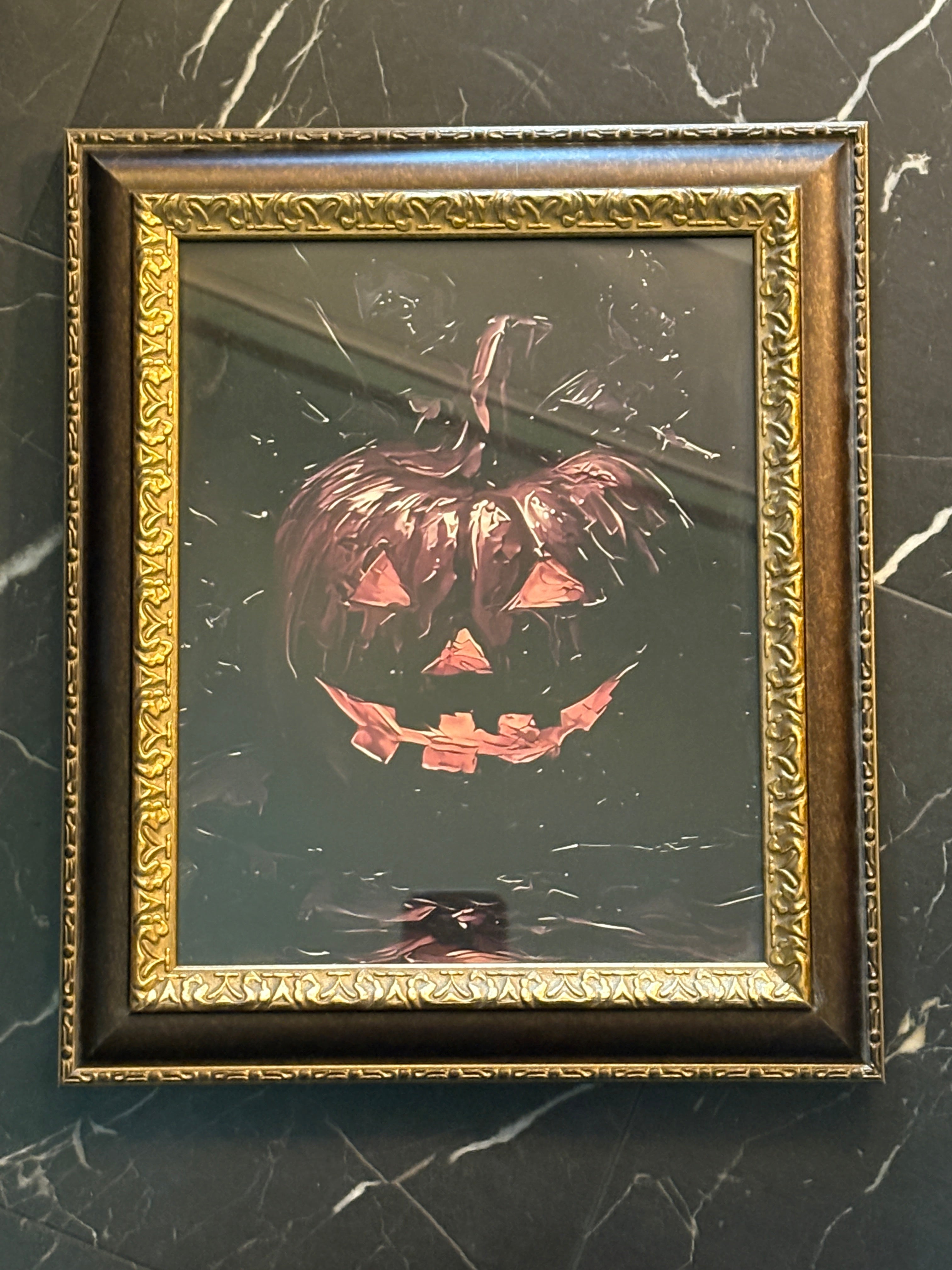 Vintage Style Framed Glowing Jack-o’-Lantern Art Print