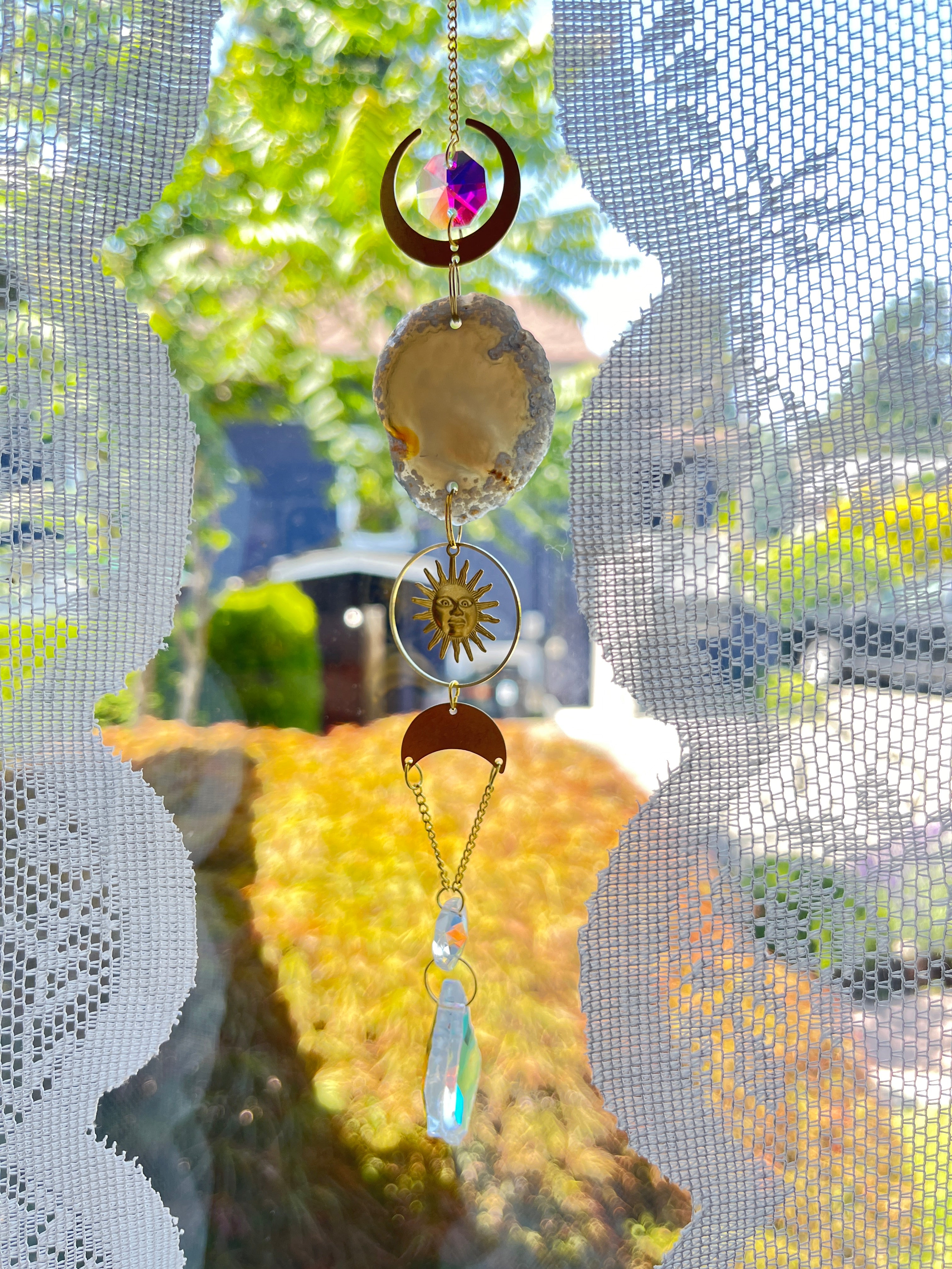 Gold Crystal Suncatcher w/ Agate