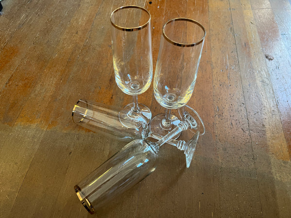Vintage JCP Gold Rim Flute Home Collection
