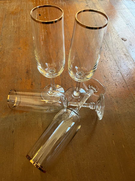 Vintage JCP Gold Rim Flute Home Collection