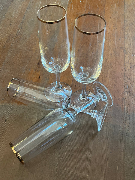 Vintage JCP Gold Rim Flute Home Collection
