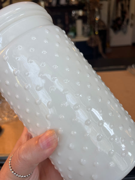 Vintage Hobnail Milk Glass Jar/ Vase
