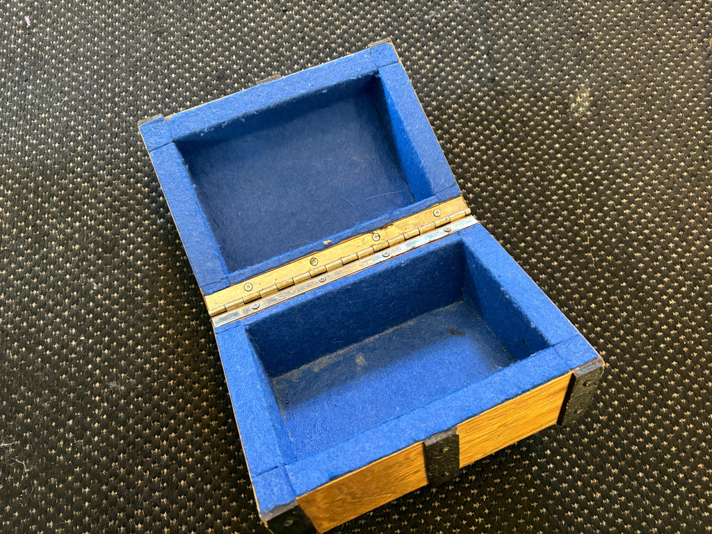 Vintage Wooden Treasure Chest – Blue Velvet Lined