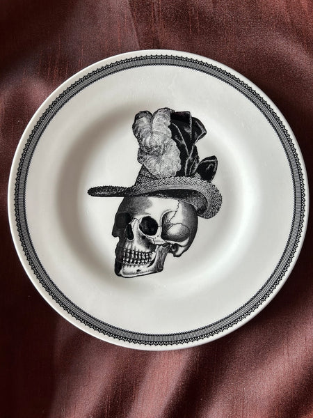 Skull with Plumed Hat Side Plate - Royal Stafford. Limited edition. Spookyville collection