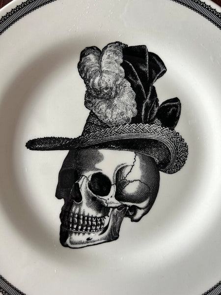 Skull with Plumed Hat Side Plate - Royal Stafford. Limited edition. Spookyville collection