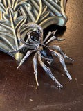 Silver Spider with Black Crystal Body Broach