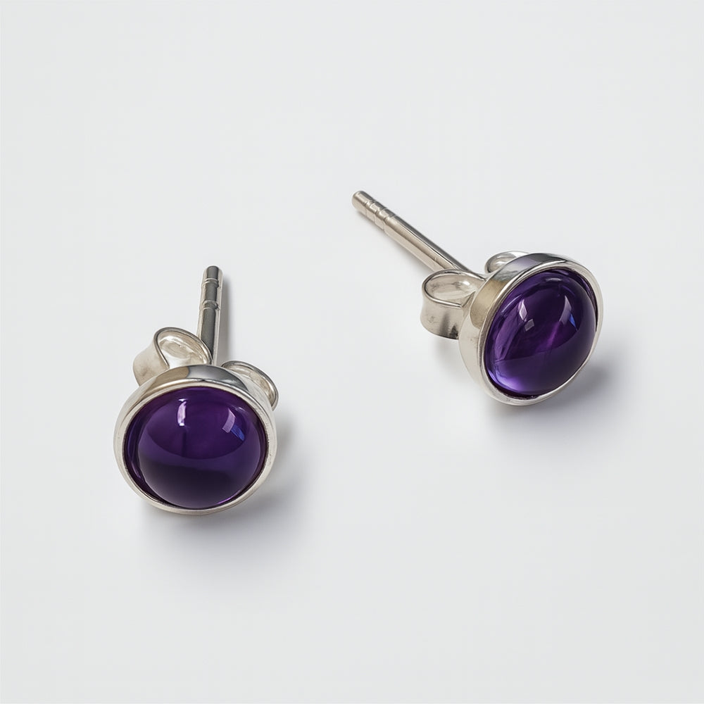 Amethyst .925 Sterling Silver Stud Earrings – Intuition & Spiritual Protection Crystal Jewelry