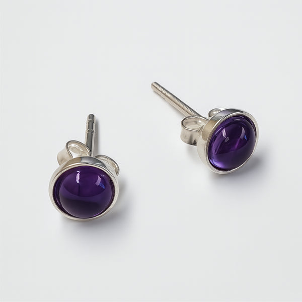 Amethyst .925 Sterling Silver Stud Earrings – Intuition & Spiritual Protection Crystal Jewelry