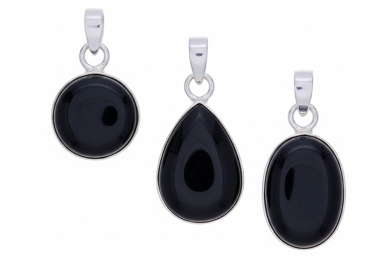 Black Obsidian .925 Sterling Silver Pendant – Protection & Truth Crystal Jewelry