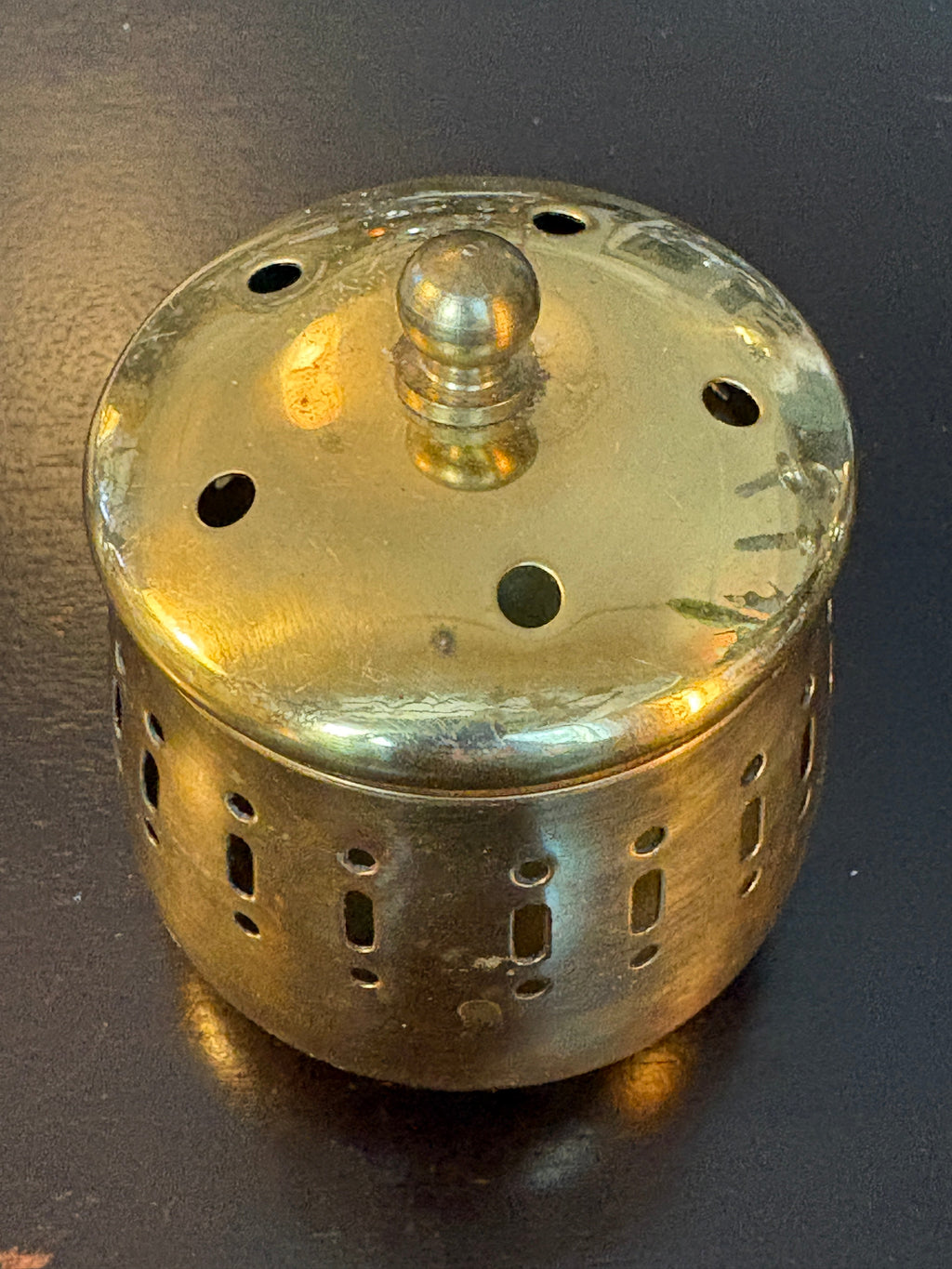 Vintage Indian Brass Pierced Vessel | The Apothecary’s Curiosity – 4”