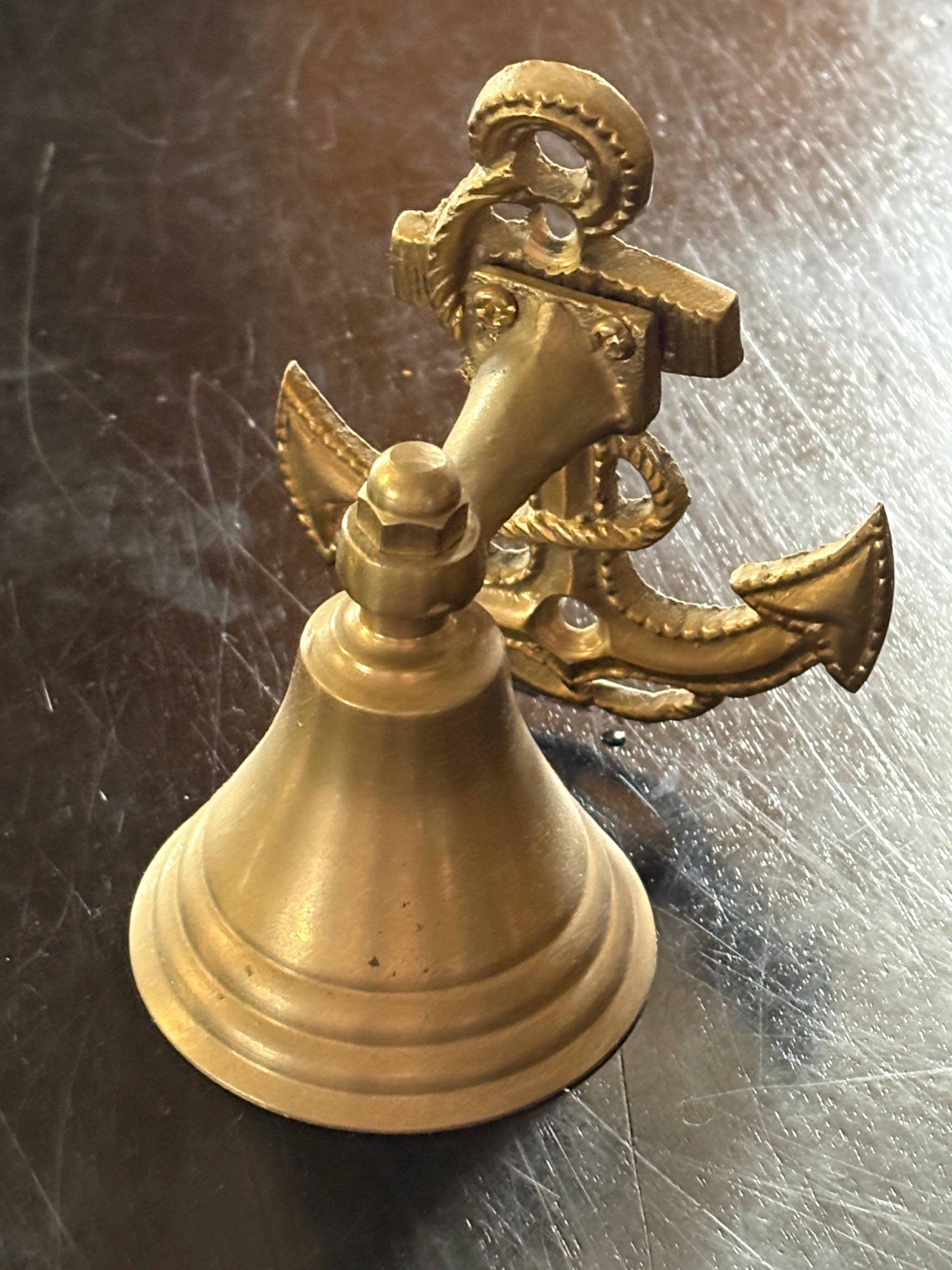 Vintage Brass Nautical Anchor Bell