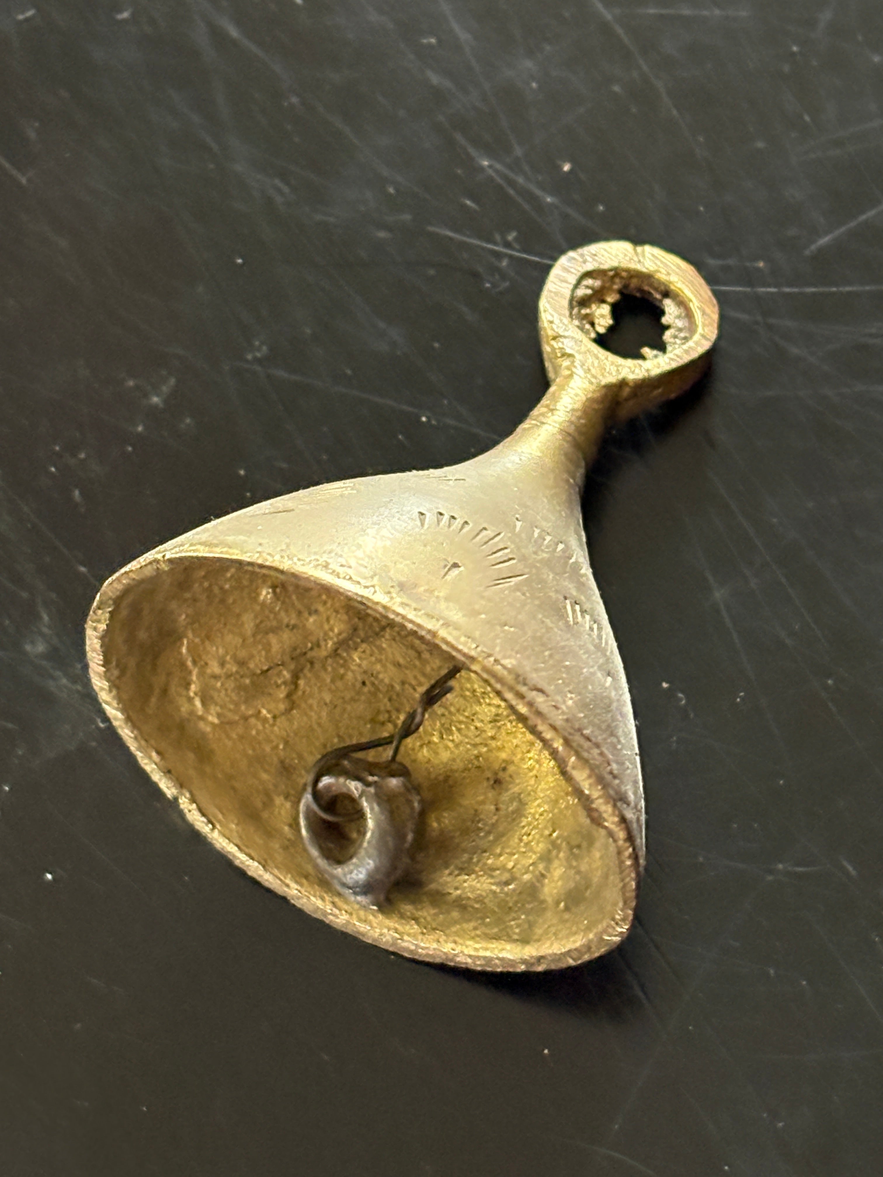 Vintage Etched Brass Loop Ritual Bell