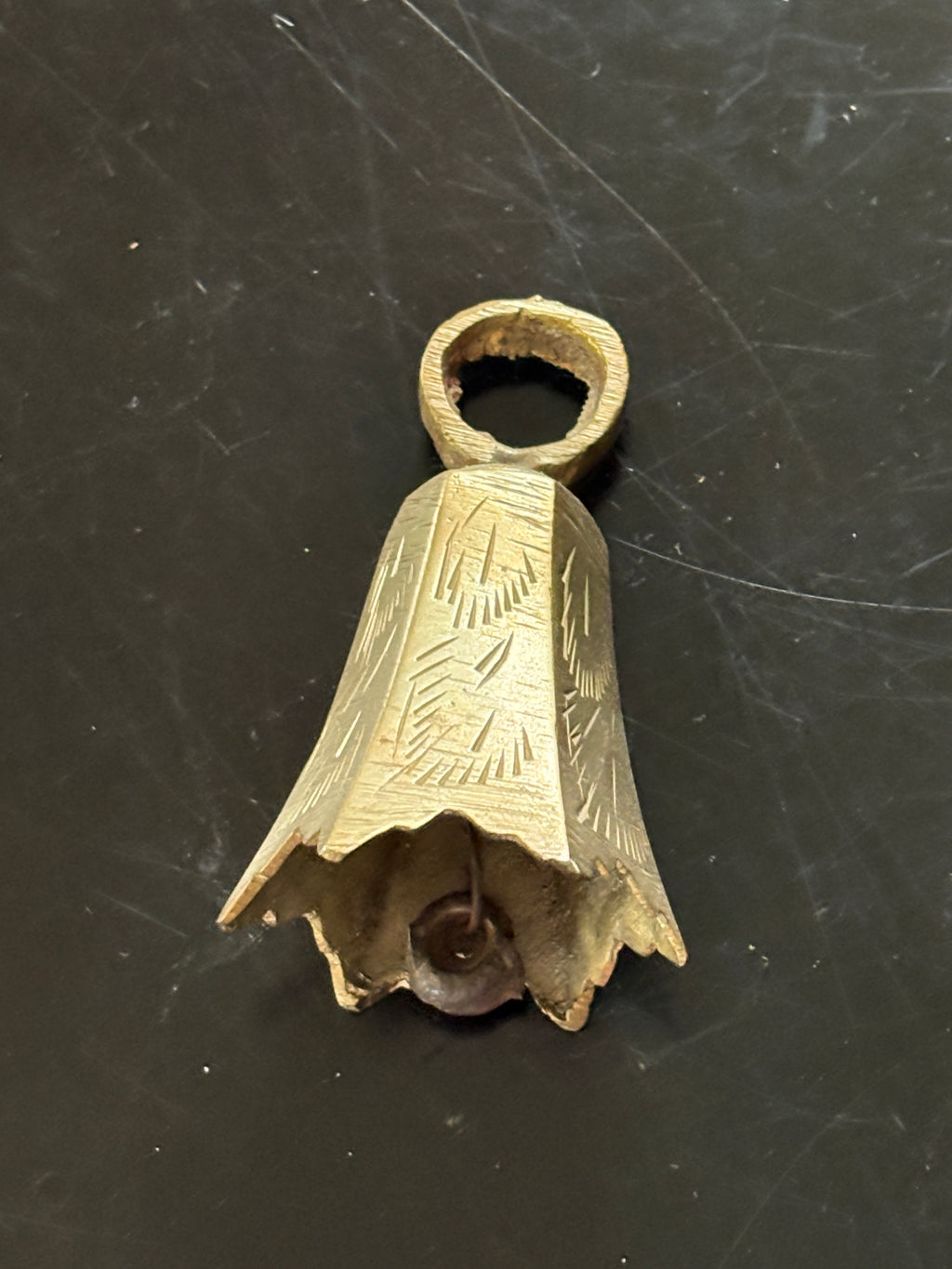 Vintage Etched Brass Pyramidal Ritual Bells