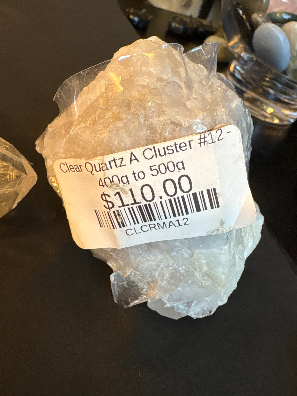 Clear Quartz A Cluster #12 with price label
