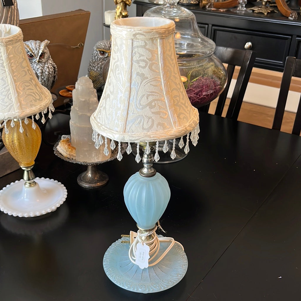 Mini Cream Lampshades w/ Beaded Fringe