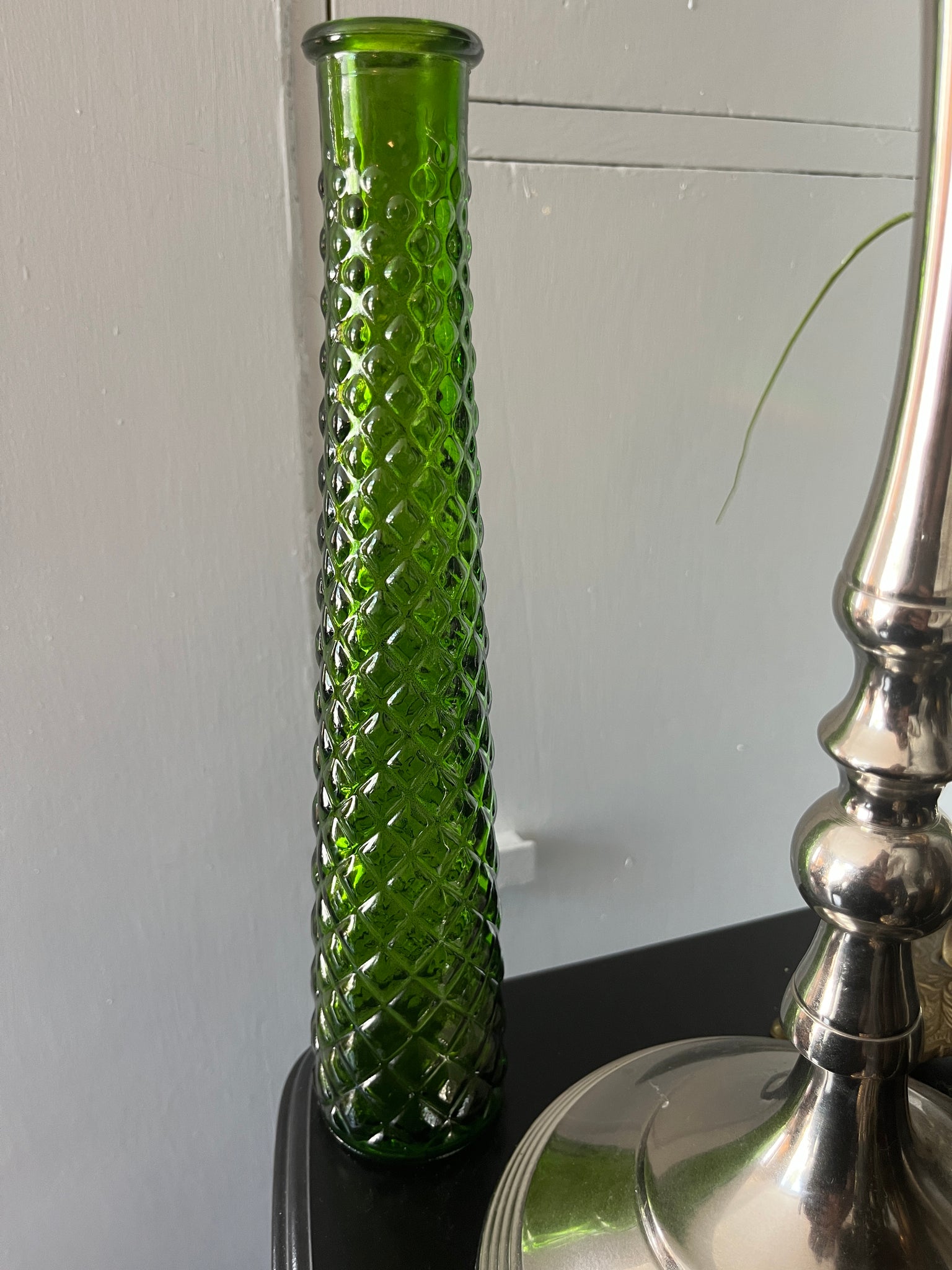Emerald Diamond Cut Vase 12.5”