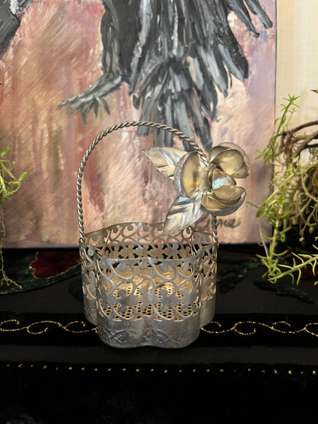 Metal Basket w/ Flowers