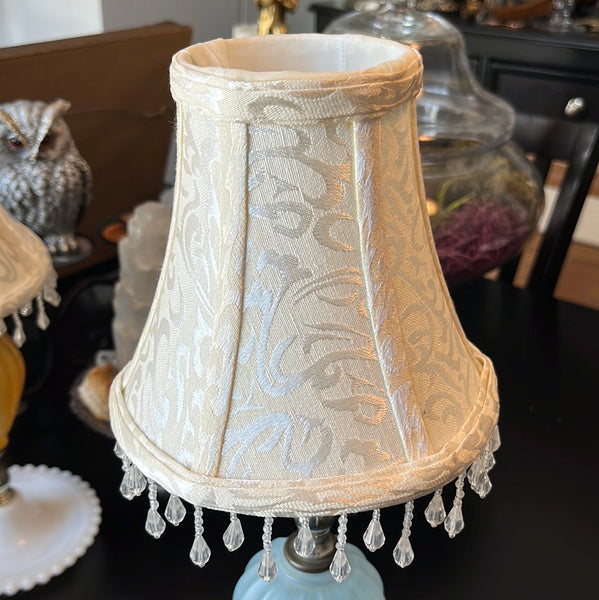 Mini Cream Lampshades w/ Beaded Fringe