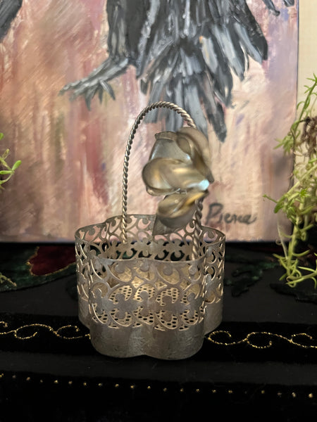 Metal Basket w/ Flowers