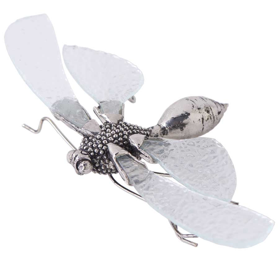 Silver Metal Dragonfly w/ Transparent Wings