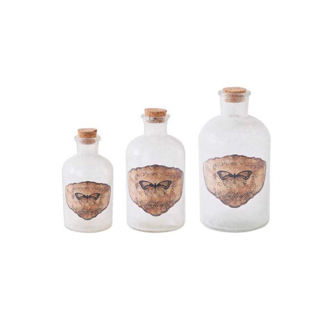 Vintage Glass Bottles w/ Butterfly