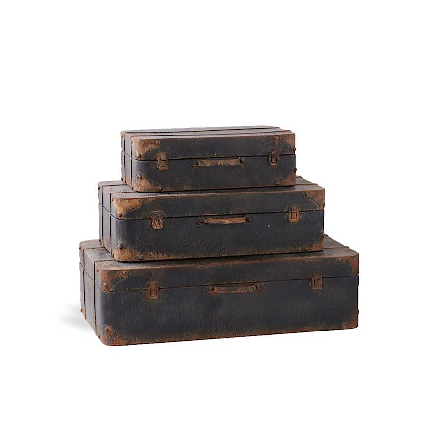 Rustic Black Metal Suitcases
