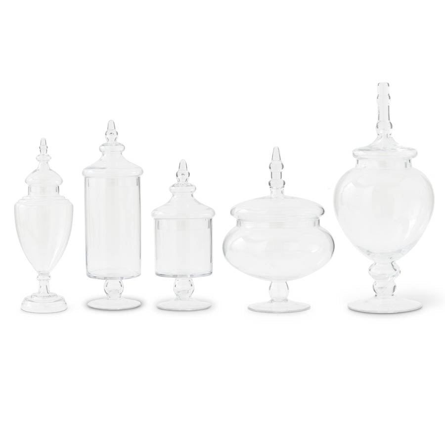 Clear Glass Apothecary Jars w/ Lids