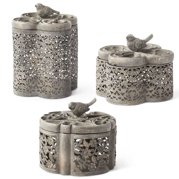 Resin Filigree Boxes w/ Birds on Top