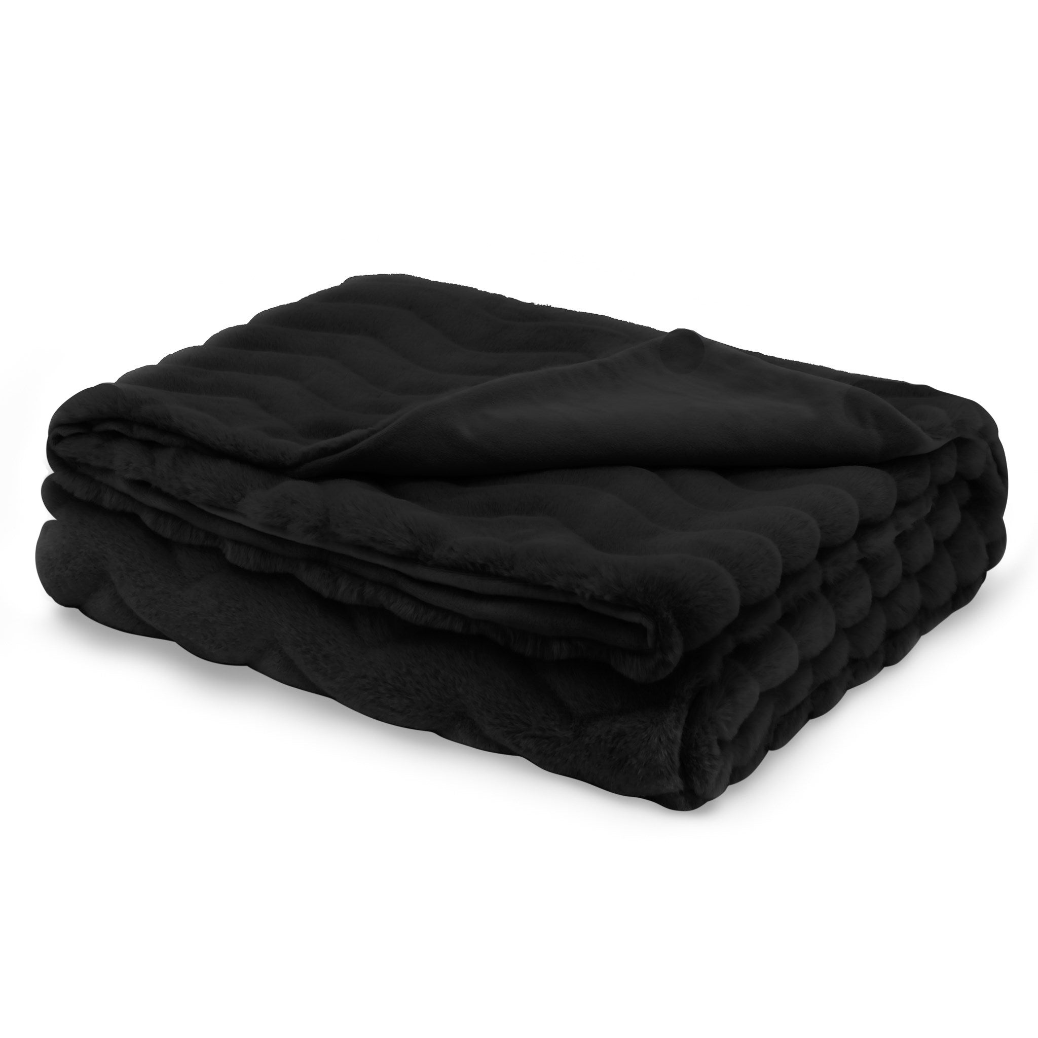 Ultra Mink Faux Fur Sheared Throw - Onyx