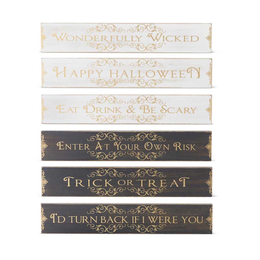 Halloween Wooden Message Signs w/ Gold Lettering