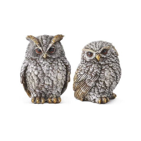 Silver and Gold Metallic Resin Owls