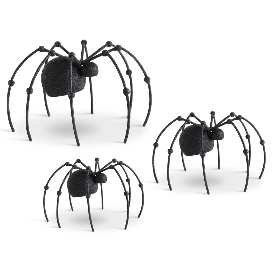 Glittered Black Metal Spider