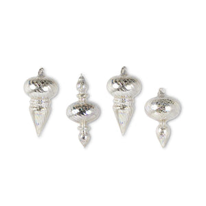 Assorted Silver Iridescent Mercury Mini Finial Glass Ornaments