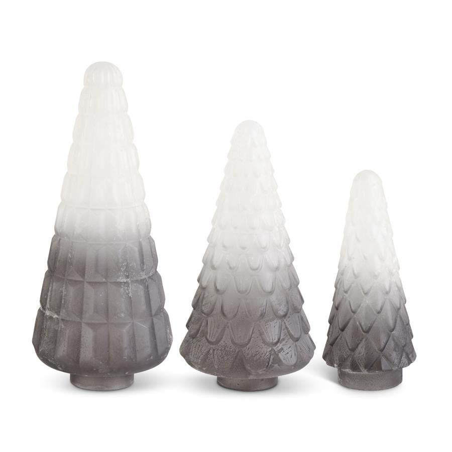 Embossed Frosted Grey Ombre Glass Trees