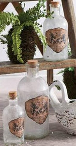 Vintage Glass Bottles w/ Bird