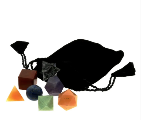 Chakra Platonic Solids Set of 7 in Black Pouch