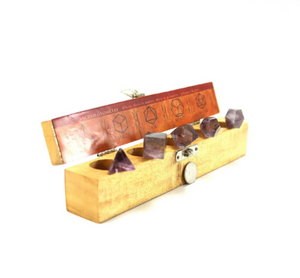 Amethyst Platonic Solids Set in Wood Case