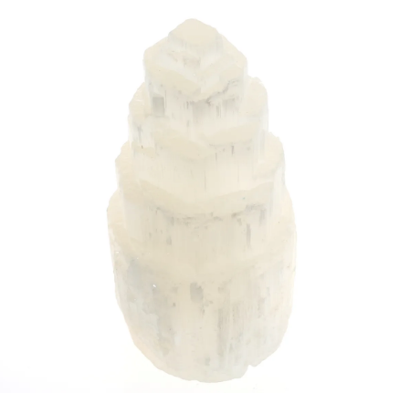 White Selenite (Satin Spar) Lamp 8”