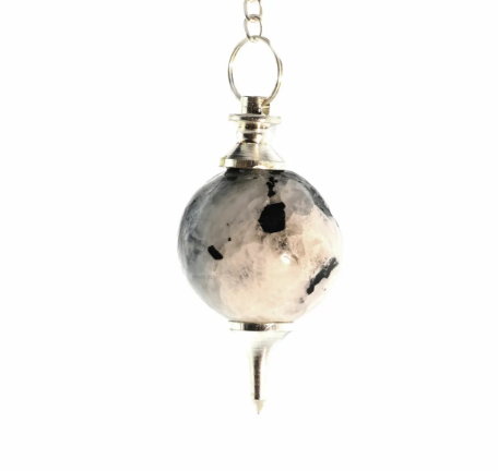 Ball & Point Rainbow Moonstone Pendulum